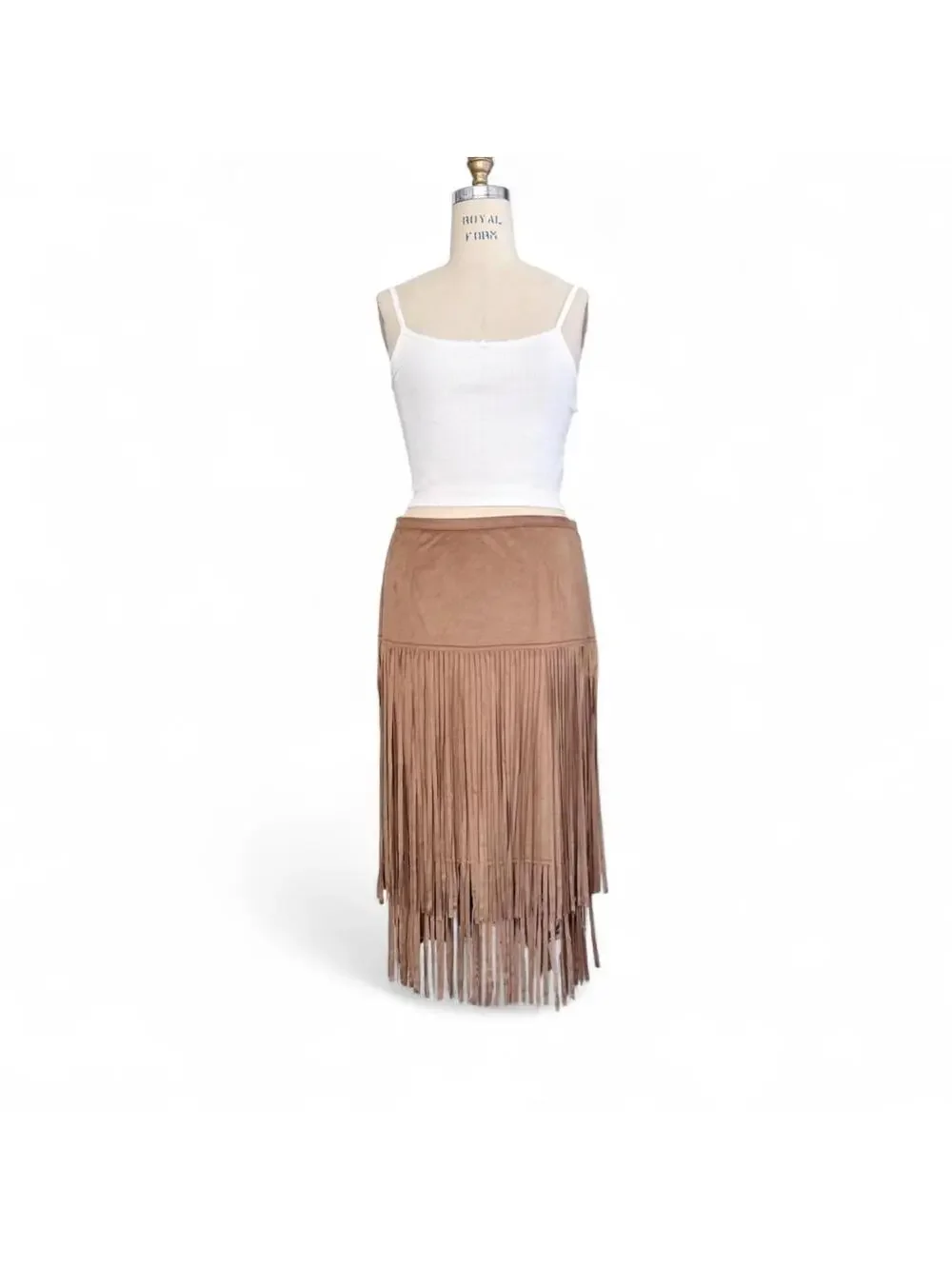 Chicos Boho Fringe Midi Skirt 0 Western Festival